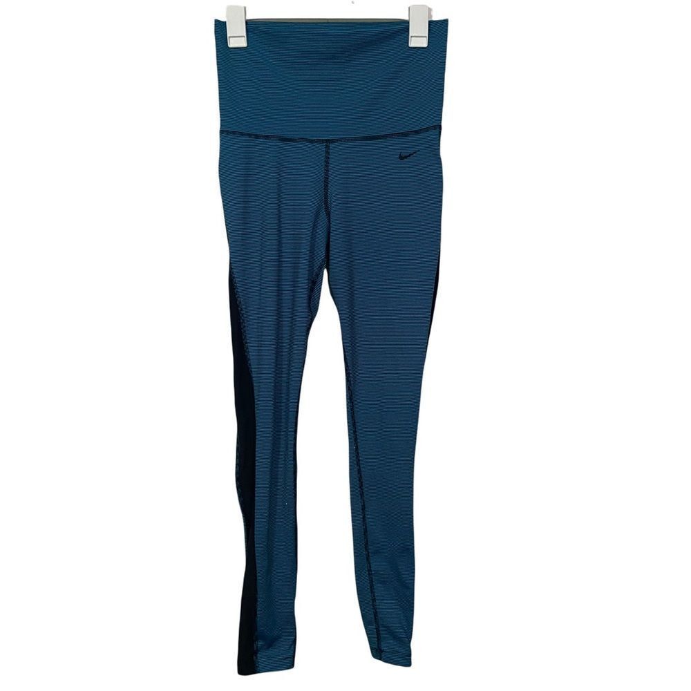 Nike Dri-Fit High Waisted Striped Teal Activewear Leggings